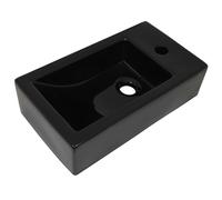 vidaXL Basin with Faucet Hole Rectangular Ceramic Black 46x25.5x12cm Sink