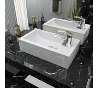 vidaXL Basin with Faucet Hole Rectangular Ceramic White 46x25.5x12 cm, White