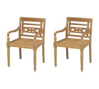vidaXL Batavia Chairs 2 pcs Solid Teak Wood UK HOT