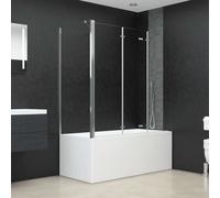 vidaXL Bath Enclosure - Elegant Tempered Glass Shower Screen with Aluminium Profiles, Foldable Design for Easy Access, 120x69x130 cm, Support Arm Included