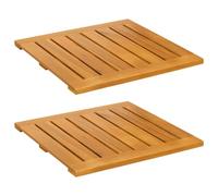 vidaXL Bath Mat Plain Brown 50 x 50 cm Solid Acacia Wood, Minimalist Bath Mat, Wooden, Non-Slip Brown, Eco-Friendly Indoor Outdoor, Decorative, Smooth