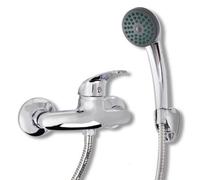vidaXL Modern Bath Shower Mixer Tap Kit - Chrome Surface, Zinc Alloy Body - Includes Handheld Showerhead and Stainless Steel Connection Hose