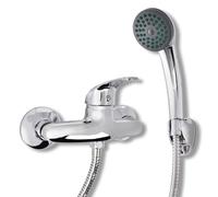 vidaXL Bath Shower Mixer Tap Kit Chrome Showerhead with Hook 1.5m Hose Fixture v