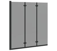 vidaXL Bath Shower Screen Black 130 x 138 cm Tempered Glass, Adjustable Shower P