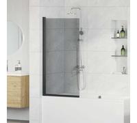 vidaXL Bath Shower Screen Manual Black 68 x 130 cm Tempered Glass