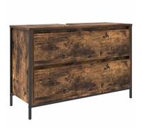 vidaXL Bathroom Basin Cabinet with Drawers Smoked Oak 90x34.5x60 cm