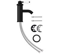 vidaXL Bathroom Basin Faucet with Black Finish, 130x180 mm - Solid Brass Construction and Metal Handle, Suitable for Hot and Cold Water, Easy Installation