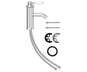 vidaXL Bathroom Basin Faucet with Chromed Finish and Flexible Stainless Steel Design, Solid Brass Construction, Cold and Hot Water Compatibility, Durable and Easy Assembly - Silver, 130x180 mm