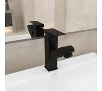 vidaXL Bathroom Basin Faucet with Pull-out Function Black Sink Washbasin Tap