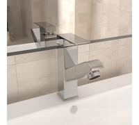 vidaXL Bathroom Basin Faucet with Pull-out Function Chromed Finish Sink Bath
