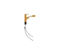 vidaXL Bathroom Basin Faucet with Pull-Out Function, Gold 157x172 mm - Brass Construction, Stainless Steel, ABS, Pull-Out Spec Functionality,