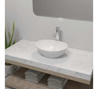 vidaXL Bathroom Basin with Mixer Tap Ceramic Oval White