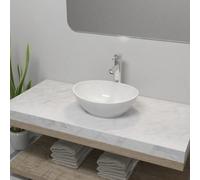 vidaXL Bathroom Basin with Mixer Tap Ceramic Oval White Above Counter Sink
