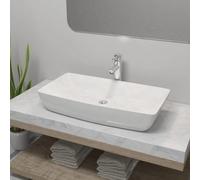 vidaXL Bathroom Basin with Mixer Tap Ceramic Rectangular White