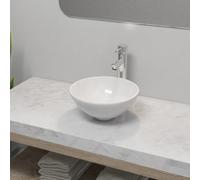 vidaXL Bathroom Basin with Mixer Tap Ceramic Round White Above Counter Sink