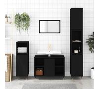 vidaXL Bathroom Cabinet Modern Design, Engineered Wood, Iron Feet, Flexible Door, Black 30x30x100cm