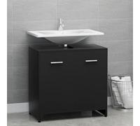 vidaXL Bathroom Cabinet Black Chipboard Washroom Cupboard Under Basin Unit
