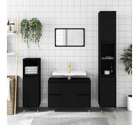Vidaxl Bathroom Cabinet Black 80X33X60 Cm Engineered Wood, Black