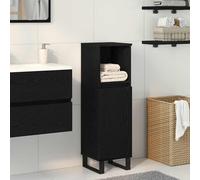 vidaXL Bathroom Cabinet Black Oak 30 x 30 x 100 cm Engineered Wood