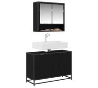 vidaXL Bathroom Cabinet Black Oak 90 x 33 x 60 cm Engineered Wood