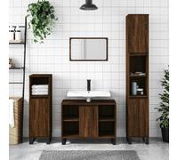(brown oak) vidaXL Bathroom Cabinet Vanity Unit Highboard Cupboard White Engineered Wood