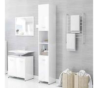 vidaXL Bathroom Cabinet High Gloss White 30x30x183.5 cm Engineered Wood UK HOT