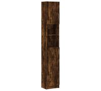 vidaXL Bathroom Cabinet in Smoked Oak | Versatile & Spacious Tall Storage | Moisture-Resistant Engineered Wood | Modern Style | 32x25.5x190 cm