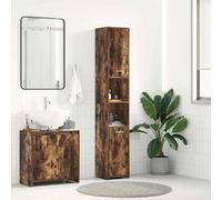 Vidaxl Bathroom Cabinet Smoked Oak 30X30X183.5 Cm Engineered Wood