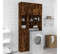 vidaXL Bathroom Cabinet in Smoked Oak | Versatile & Spacious Tall Storage | Moisture-Resistant Engineered Wood | Modern Style | 32x25.5x190 cm