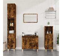 Vidaxl Bathroom Cabinet Smoked Oak 65X33X60 Cm Engineered Wood, Brown