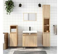 (sonoma oak) vidaXL Bathroom Cabinet Vanity Unit Highboard Cupboard White Engineered Wood