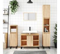 (sonoma oak) vidaXL Bathroom Cabinet Vanity Unit Highboard Cupboard Black Engineered Wood