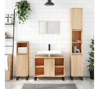 (sonoma oak) vidaXL Bathroom Cabinet Vanity Unit Highboard Cupboard White Engineered Wood