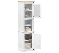 vidaXL Bathroom Cabinet, White, 50 x 40 x 185 cm, Solid Pine Wood, Bathroom, Rectangular, Rustic Wood Design with Lots of Storage Space for Your Living Needs