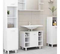 vidaXL Bathroom Cabinet White Engineered Wood Home Cupboard Rack Storage Unit