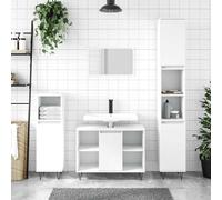 (white) vidaXL Bathroom Cabinet Vanity Unit Highboard Cupboard Black Engineered Wood