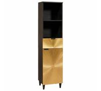 vidaXL Bathroom Cabinet with Drawer Black and Gold 38 x 33 x 160 cm, Stylish Bathroom Cabinet, Modern Shelving Unit, Space Efficient Storage Solutions, Compact Furniture for Home, Rectangular Design