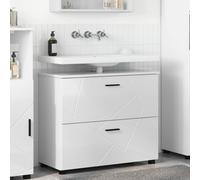 vidaXL Bathroom Cabinet with Drawer High Gloss White 76.5 x 35 x 64 cm