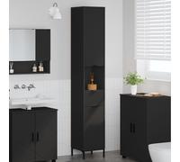 vidaXL Bathroom Cabinet with Drawer with Door Black 31.5 x 33 x 190 cm