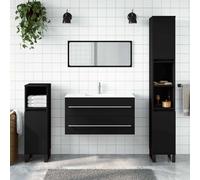 Vidaxl Bathroom Cabinet With Mirror Black Engineered Wood, Black