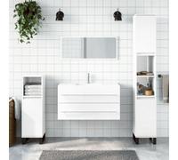 Vidaxl Bathroom Cabinet With Mirror High Gloss White Engineered Wood, White