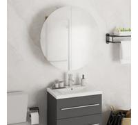 Vidaxl Bathroom Cabinet With Round Mirror&led Black 47X47X17.5 Cm