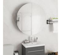 Vidaxl Bathroom Cabinet With Round Mirror&led Black 54X54X17.5 Cm