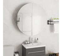 vidaXL Bathroom Cabinet with Round Mirror&LED Grey 54x54x17.5 cm
