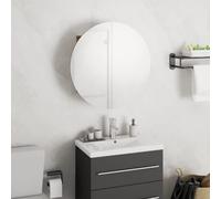 vidaXL Bathroom Cabinet with Round Mirror&LED Oak 40x40x17.5 cm, Brown