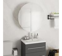 vidaXL Bathroom Cabinet with Round Mirror&LED White 47x47x17.5 cm, White