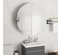 Vidaxl Bathroom Cabinet With Round Mirror&led White 54X54X17.5 Cm