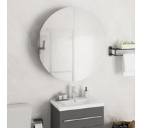 (White, 80 cm) vidaXL Bathroom Cabinet with Round Mirror and LED Cabinet Storage Cupboard