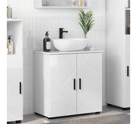 Bathroom Cabinet High Gloss White 61x35x64 cm 2-Door Freestanding Engineered MDF
