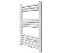 vidaXL Bathroom Central Heating Towel Rail Radiator, Dual-Purpose Towel Warmer and Space Heater, High Heat Output, Straight Style, Steel Cross-Bars, White - Dimensions 500x764mm